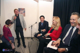 Marco Bettin durante l’inaugurazione con Salvo Nugnes, Silvana Giacobini, Claudio Brachino e Andrea Pinketts